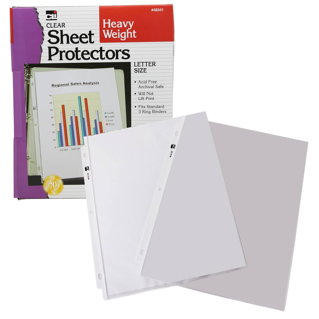Box Of 100 Heavy Weight Clear Sheet Protectors Plastic Page Protectors 8.5 x 11 